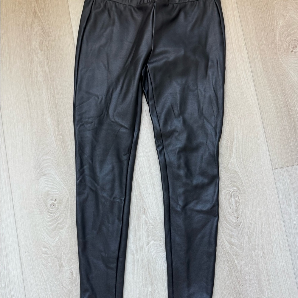LOFT Women's Black Faux Leather Jogger Pants